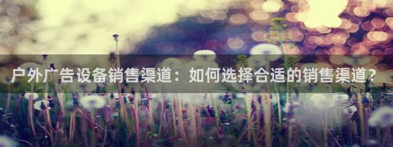 杏宇平台客服：户外广告设备销售渠道：如何选择合适的销售渠道？