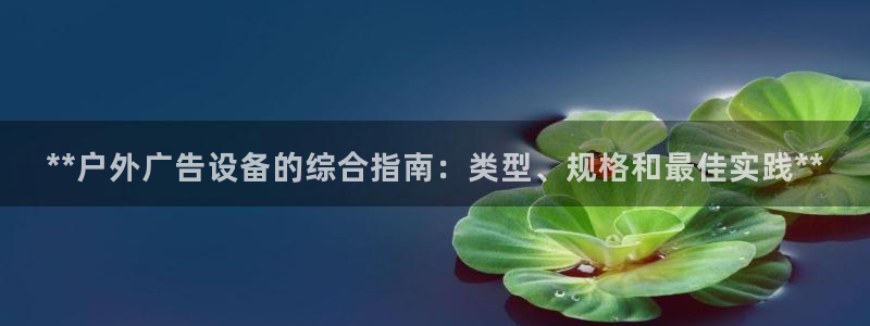杏宇平台测速链接：**户外广告设备的综合指南：类型、规格和最佳实践**